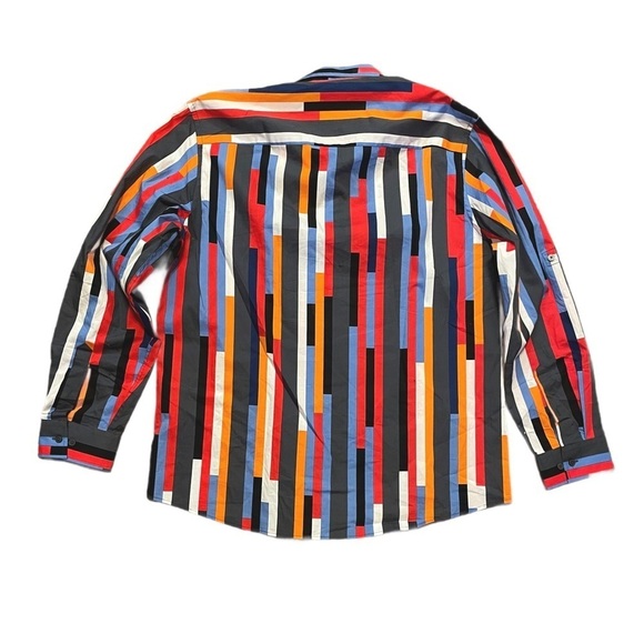 Alfani Mens multicolored Vertical Striped Shirt Long Sleeve Hit Colorful - Picture 2 of 7